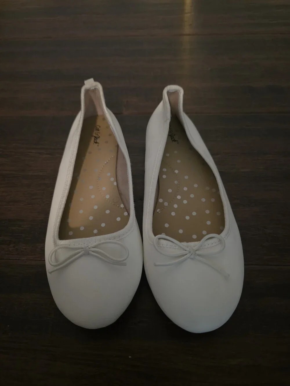 Cat & Jack White Slip-On Flat with Tan Sole
